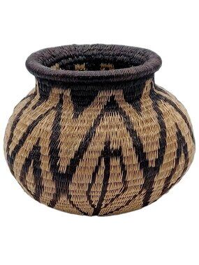 Aztec Pattern Rainforest Handwoven By Indigenous People Basket Vase